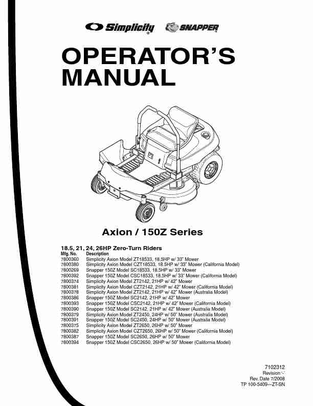 Snapper Lawn Mower 150Z Series-page_pdf